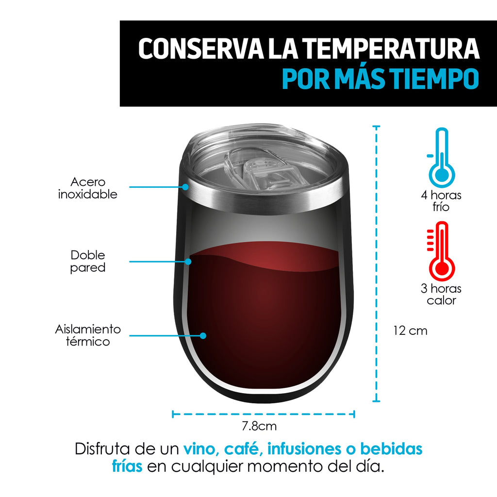 Set de 2 Vasos Térmicos de Acero 350 ml con Tapa y Popote