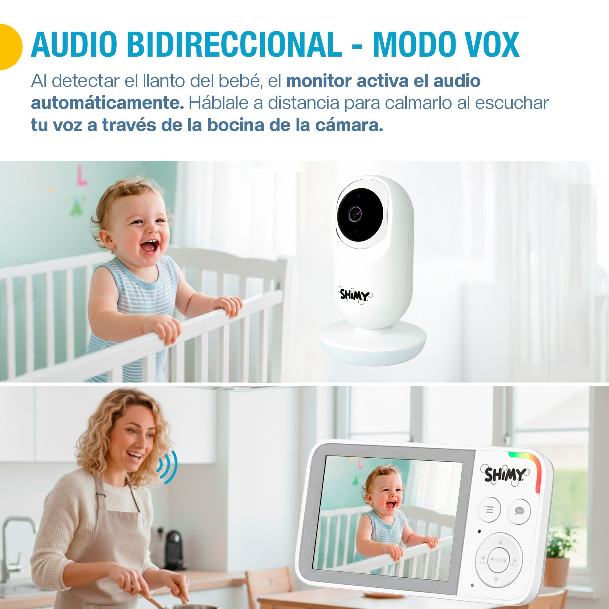 Monitor para bebé 3.5 pulgadas con cámara HD y VOX