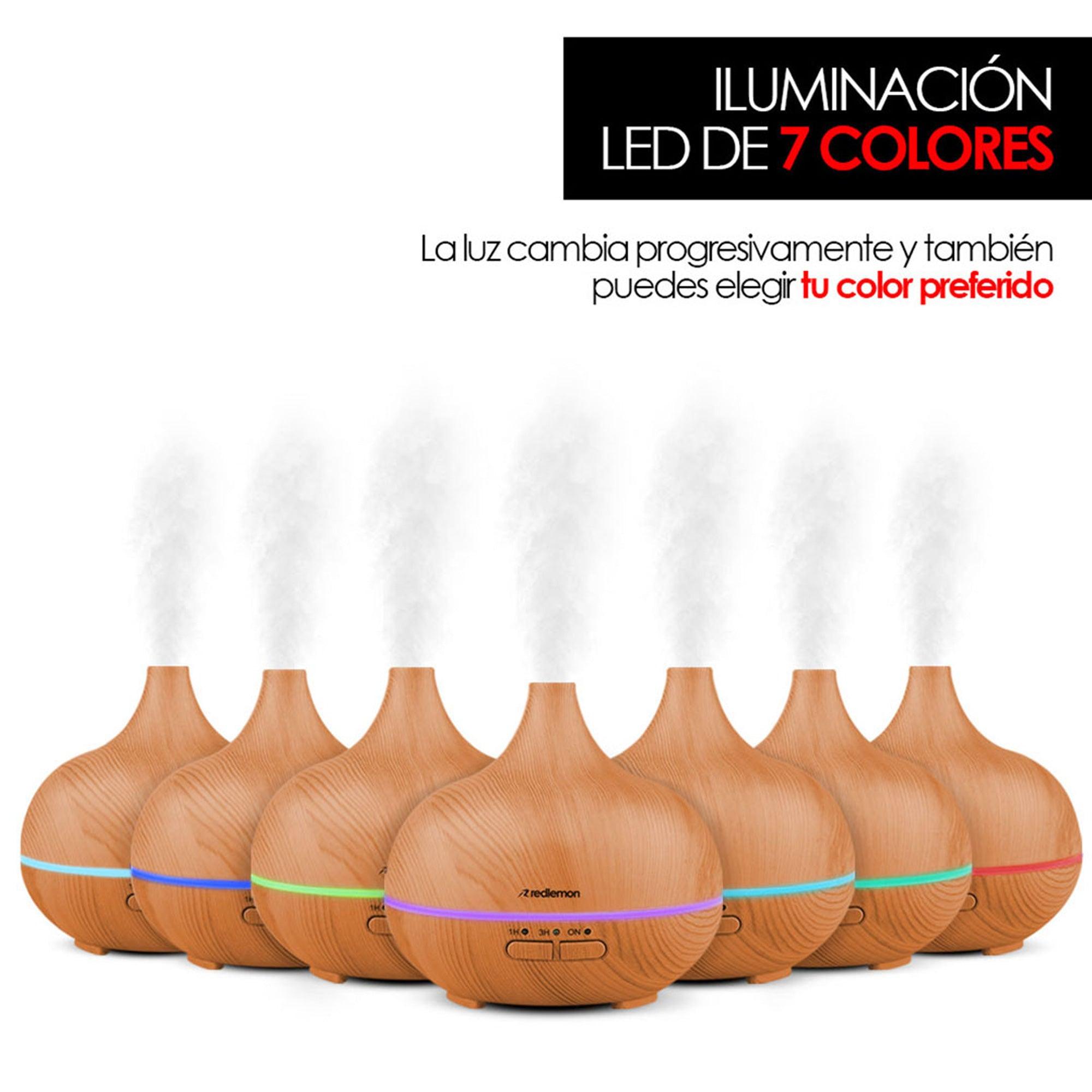 Difusor de aceites esenciales 100 ml con luz LED