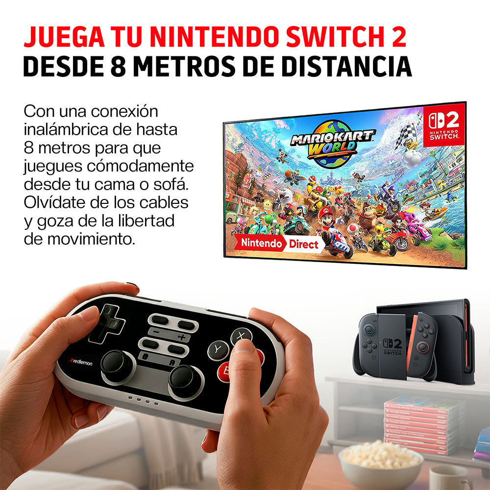 Control para Nintendo Switch 1 y 2 Diseño Retro Inalámbrico BT
