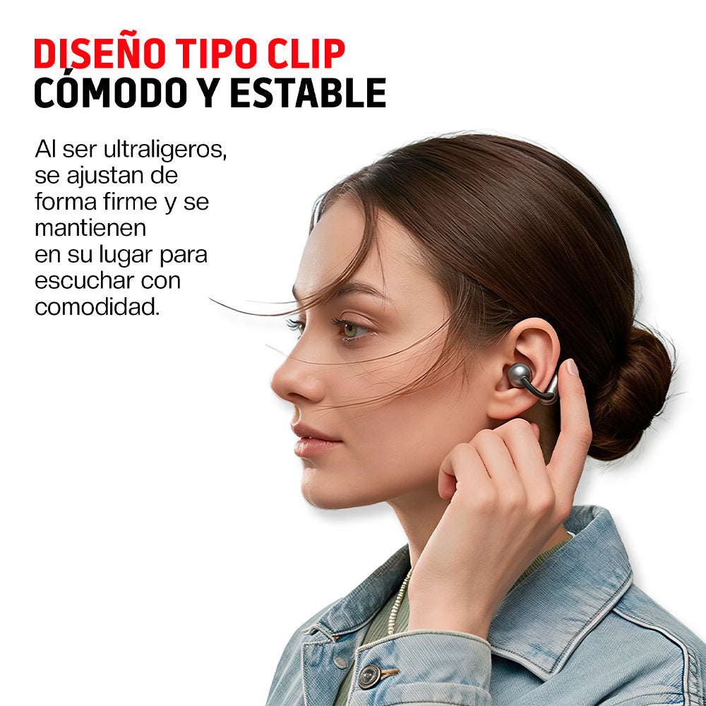 Audífonos Inalámbricos Tipo Clip Open Ear Bluetooth 6.0, Deportivos con Manos Libres
