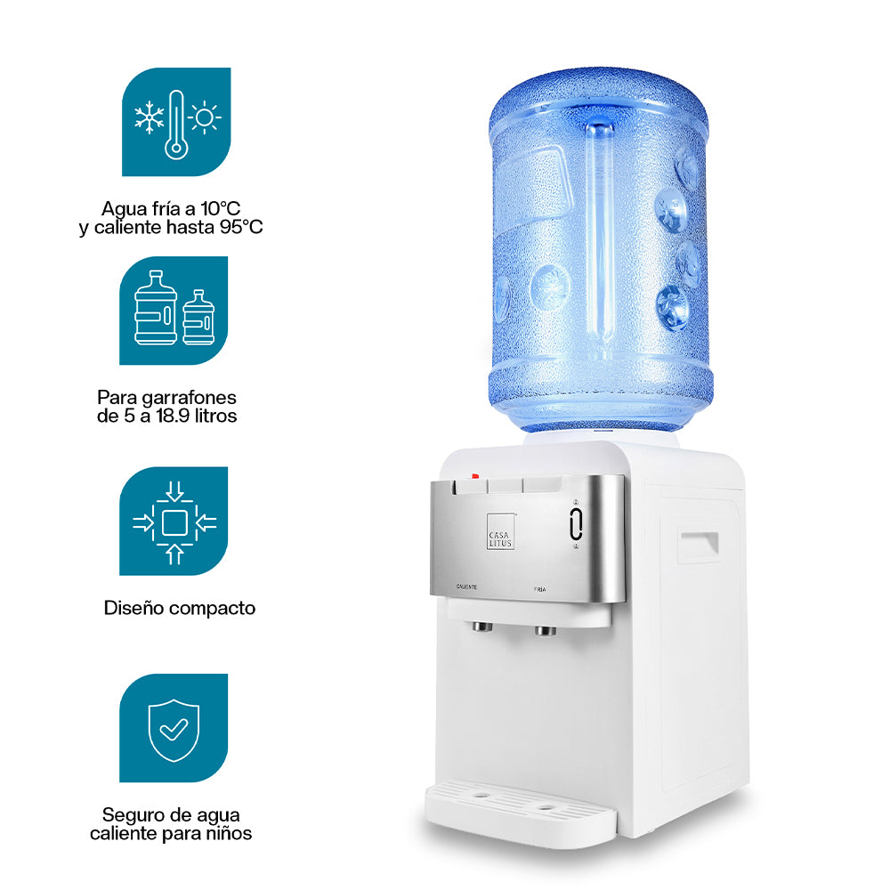 Dispensador de Agua de Garrafón Eléctrico Diseño Compacto para 5 L a 18.9 L
