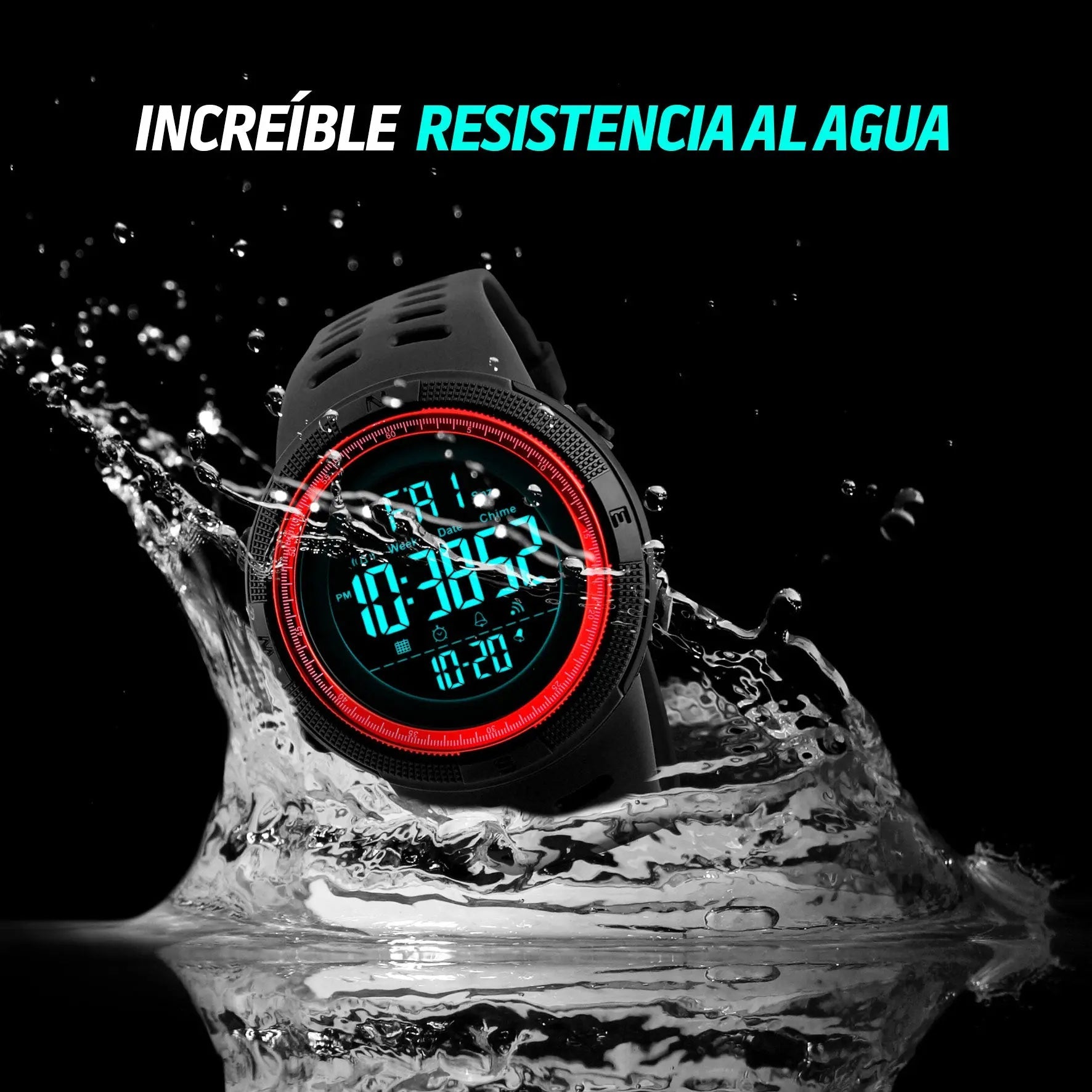 Reloj Deportivo Resistente Agua Digital, Alarma, Cronómetro 1251