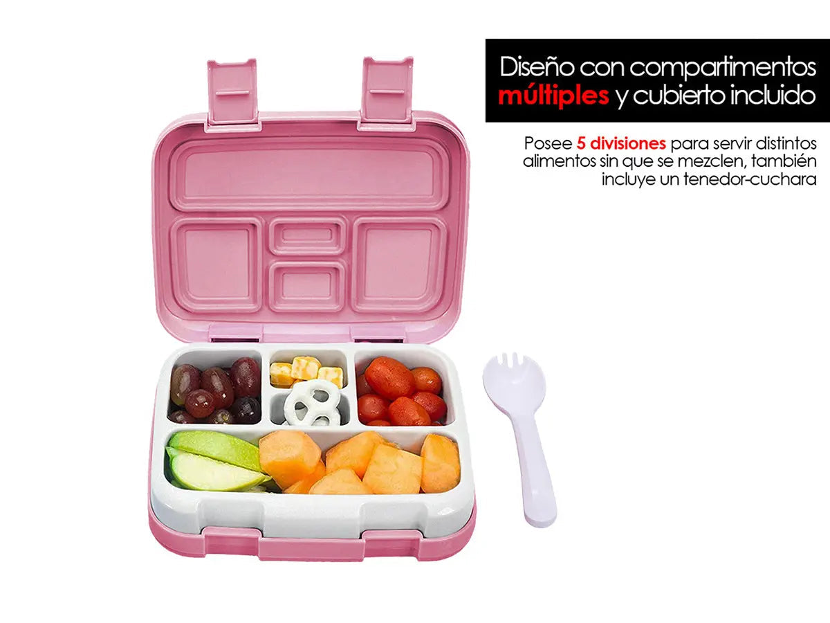 Lonchera Bento Box Infantil con 5 Divisiones y Cubierto