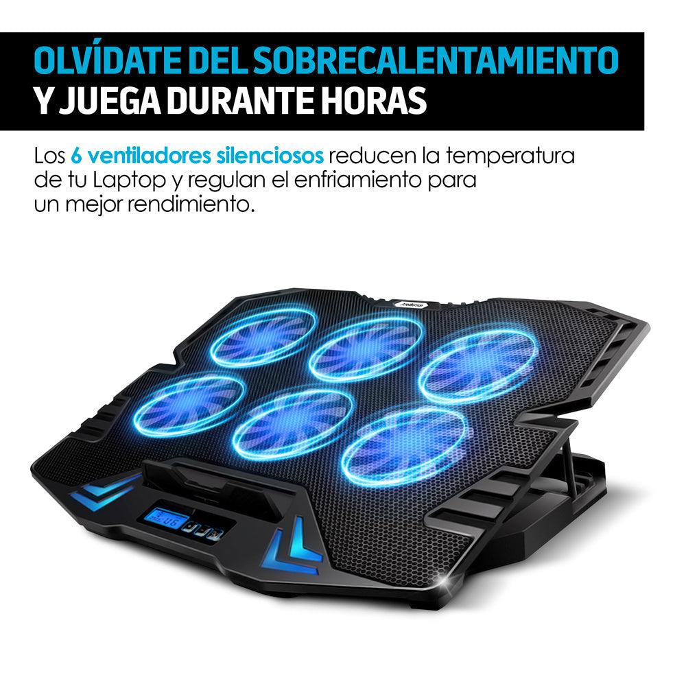 Base Enfriadora para Laptop de 9 a 17 Pulgadas con 6 Ventiladores