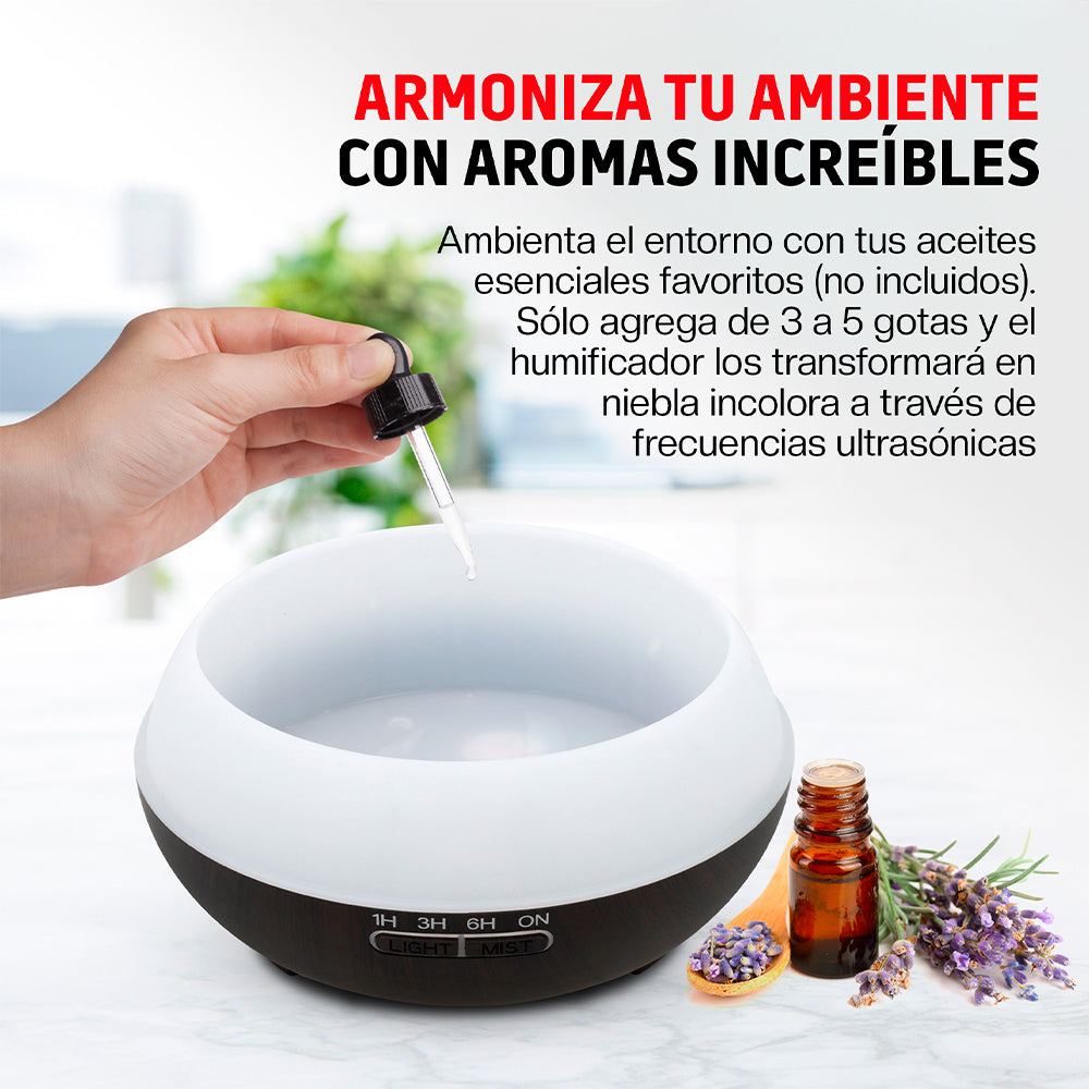 Humidificador y Difusor Ultrasónico 550 ml con Control Remoto