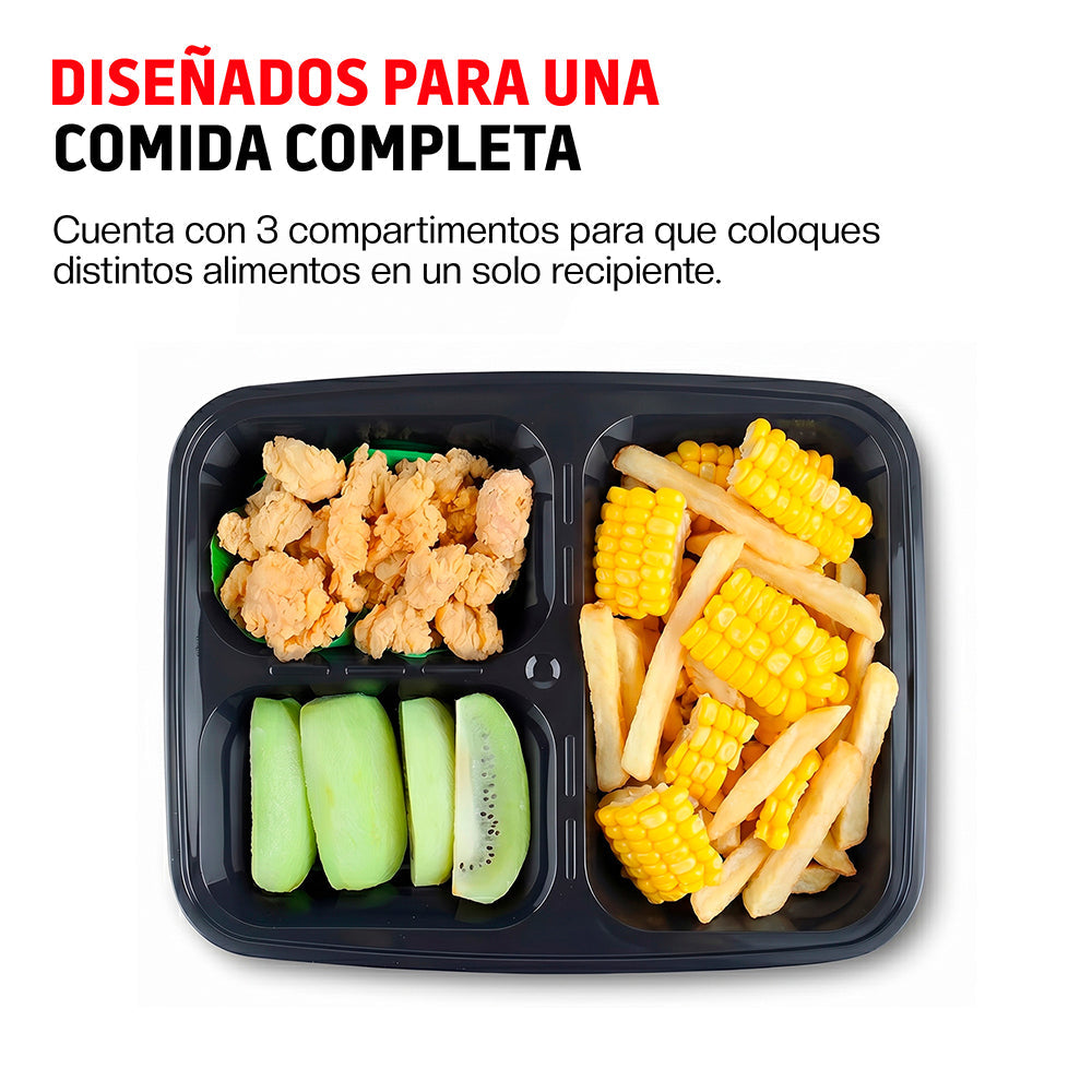 Set de 21 Contenedores Bento con 3 Compartimentos