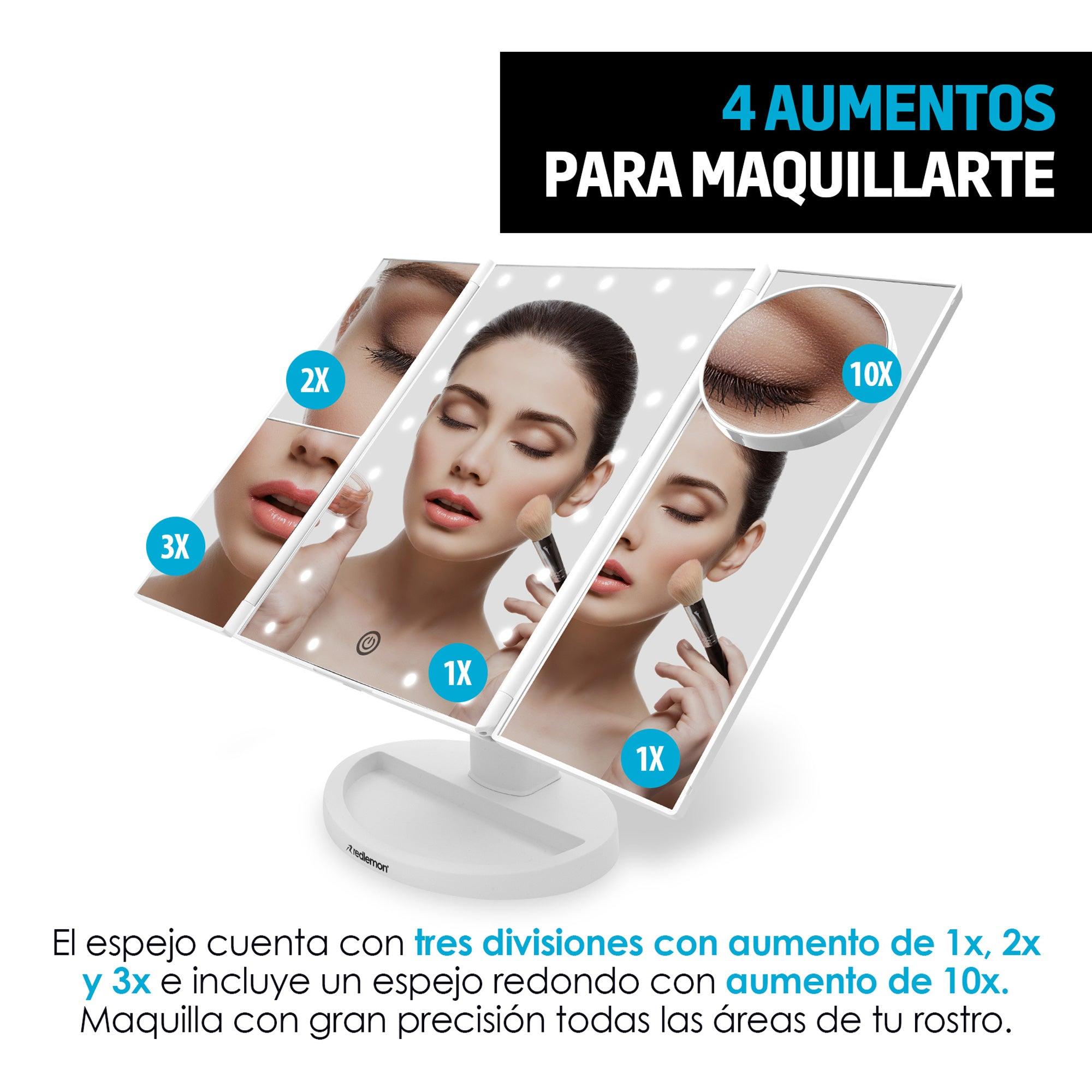 Espejo para Maquillaje con Aumentos y Luz LED Ajustable
