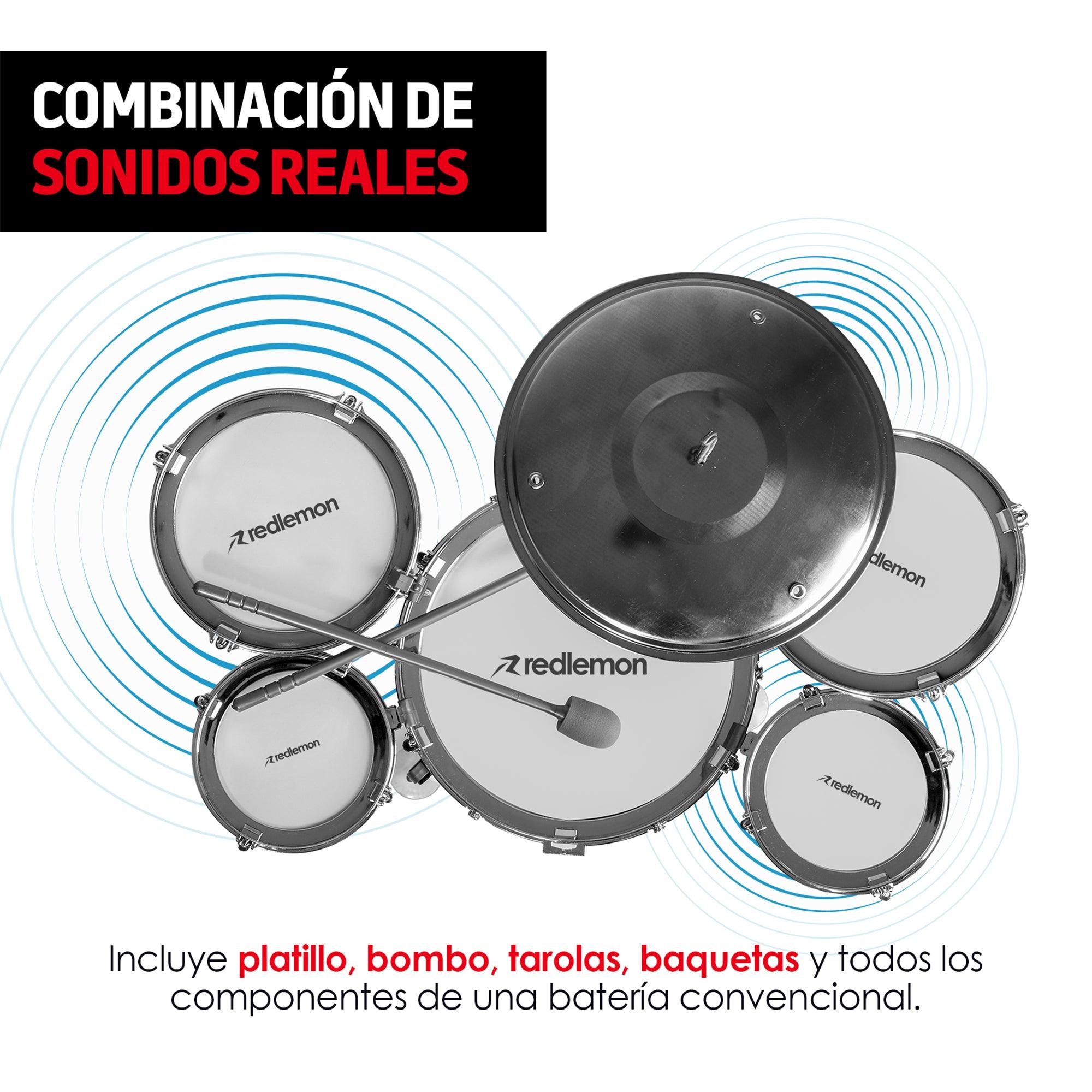 Batería Musical Infantil con Banco, Baquetas y Platillo