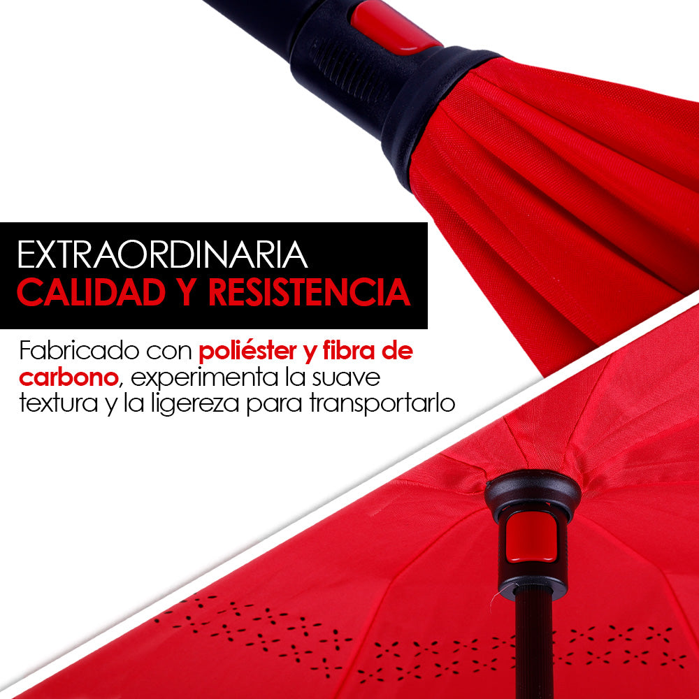 Paraguas Invertido de Doble Capa con Mango en C, 100 cm