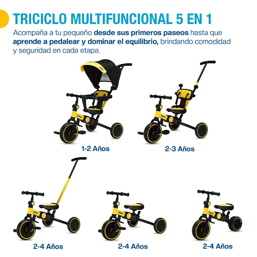 Triciclo Evolutivo 5 en 1 Plegable para Niños Shimy