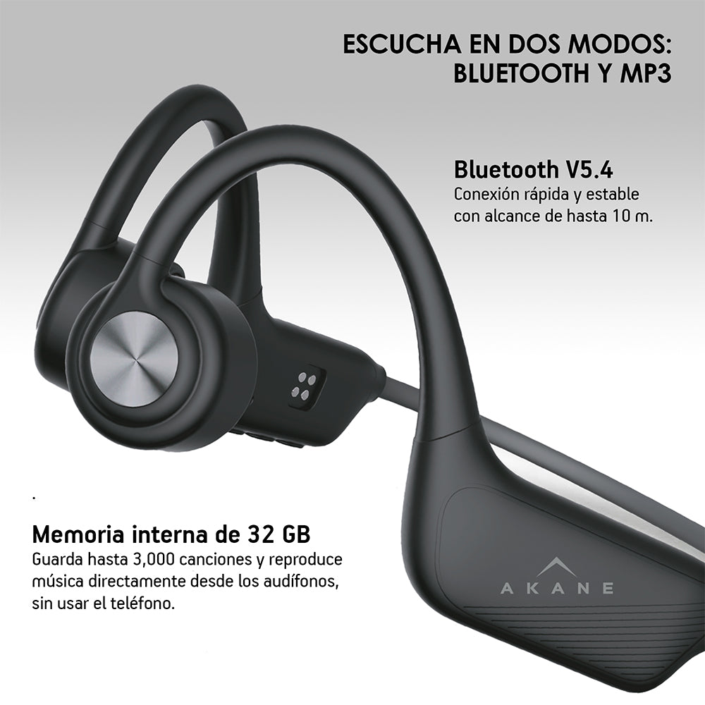 Audífonos de Conducción Ósea Deportivos Open Ear Bluetooth 5.4 y MP3 32GB Resistencia IPX8