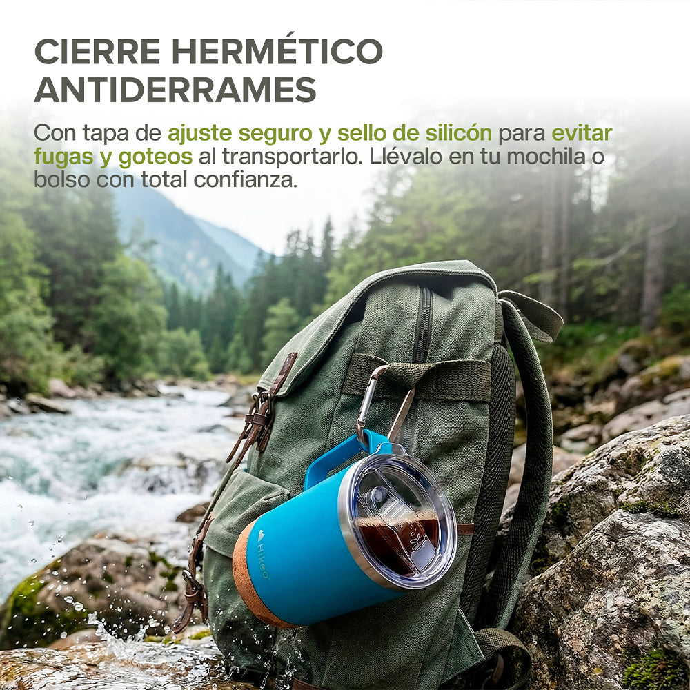 Set de 2 Termos de 700 ml con Base de Corcho y Popote