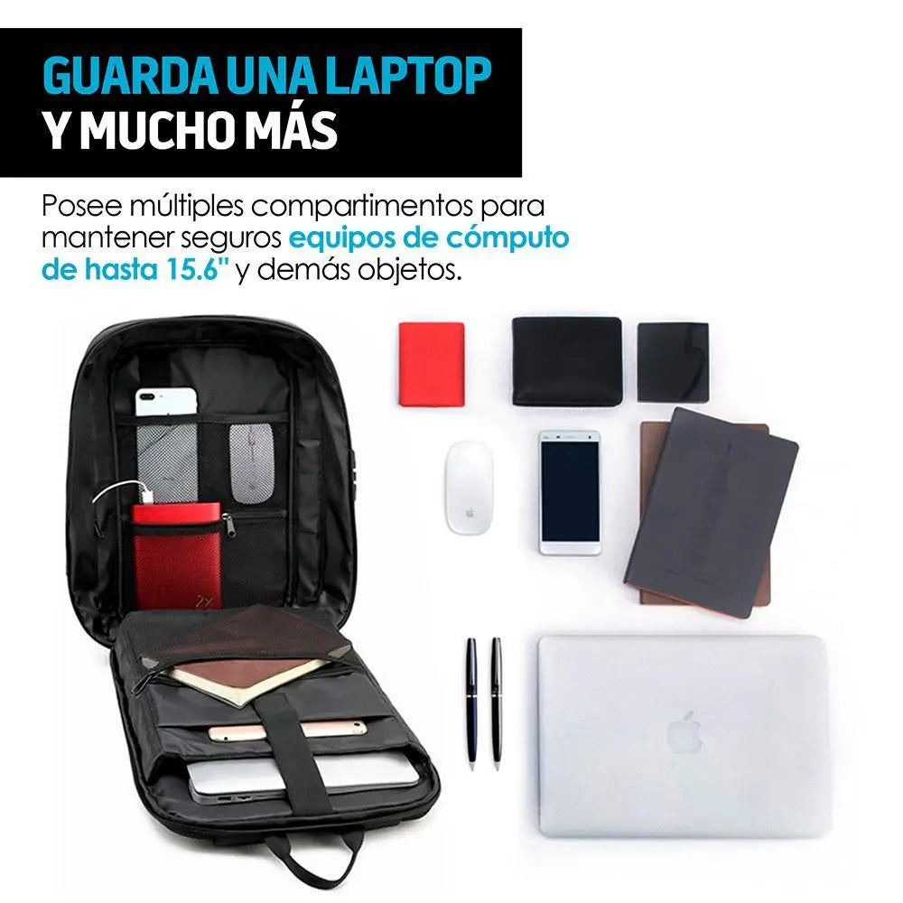 Mochila para laptop 15.6 pulgadas con candado y USB