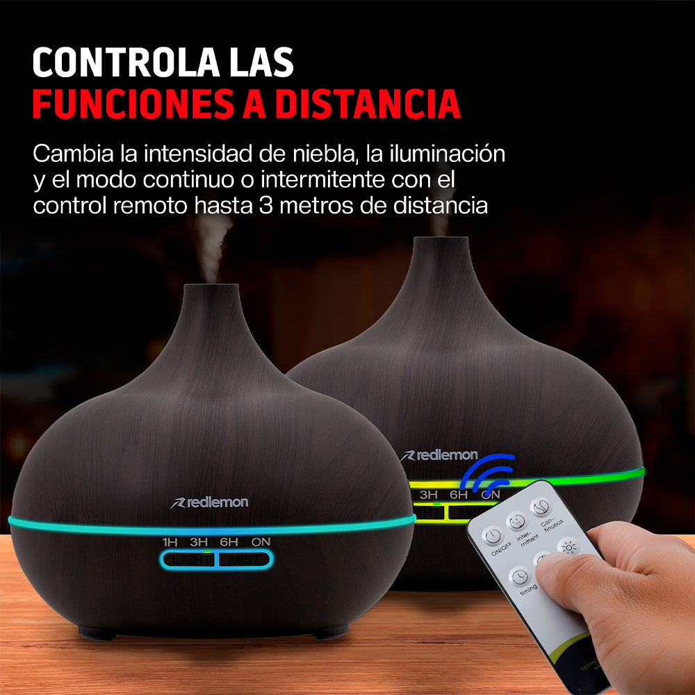 Humidificador y Difusor Ultrasónico 550 ml con Control Remoto