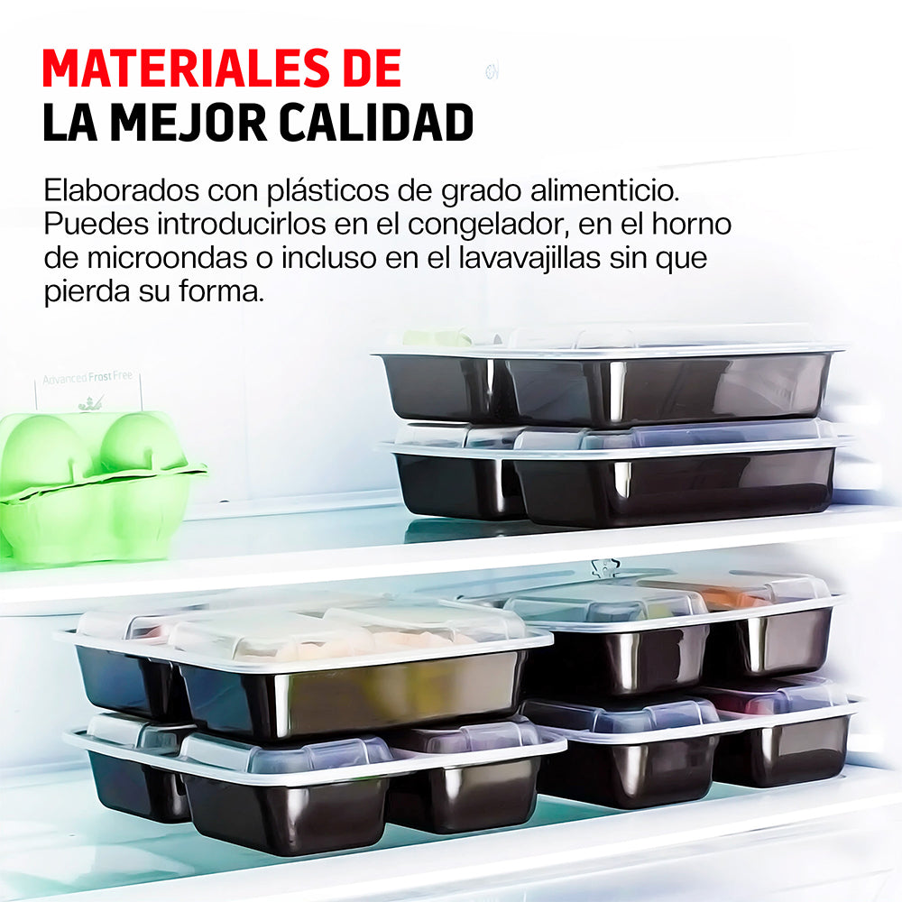 Set de 21 Contenedores Bento con 3 Compartimentos