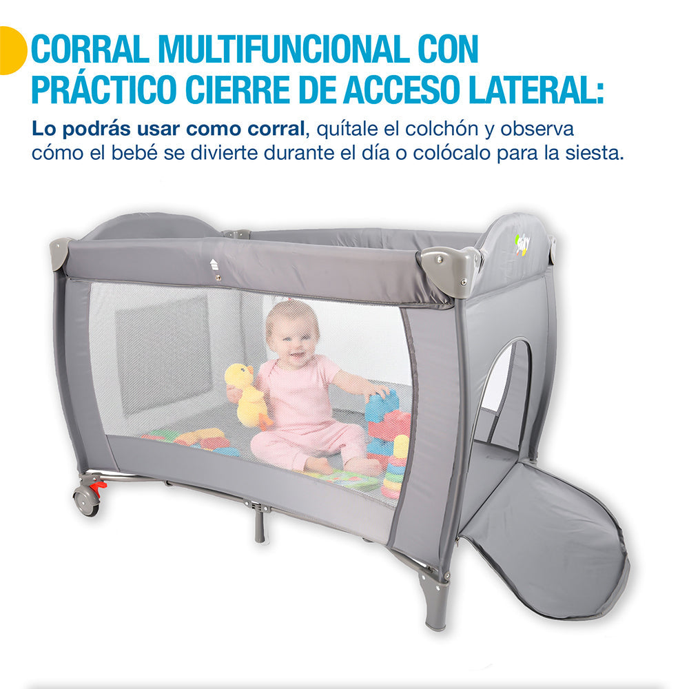 Cuna de Viaje 4 en 1 con Corral, Cambiador y Mosquitero Shimy