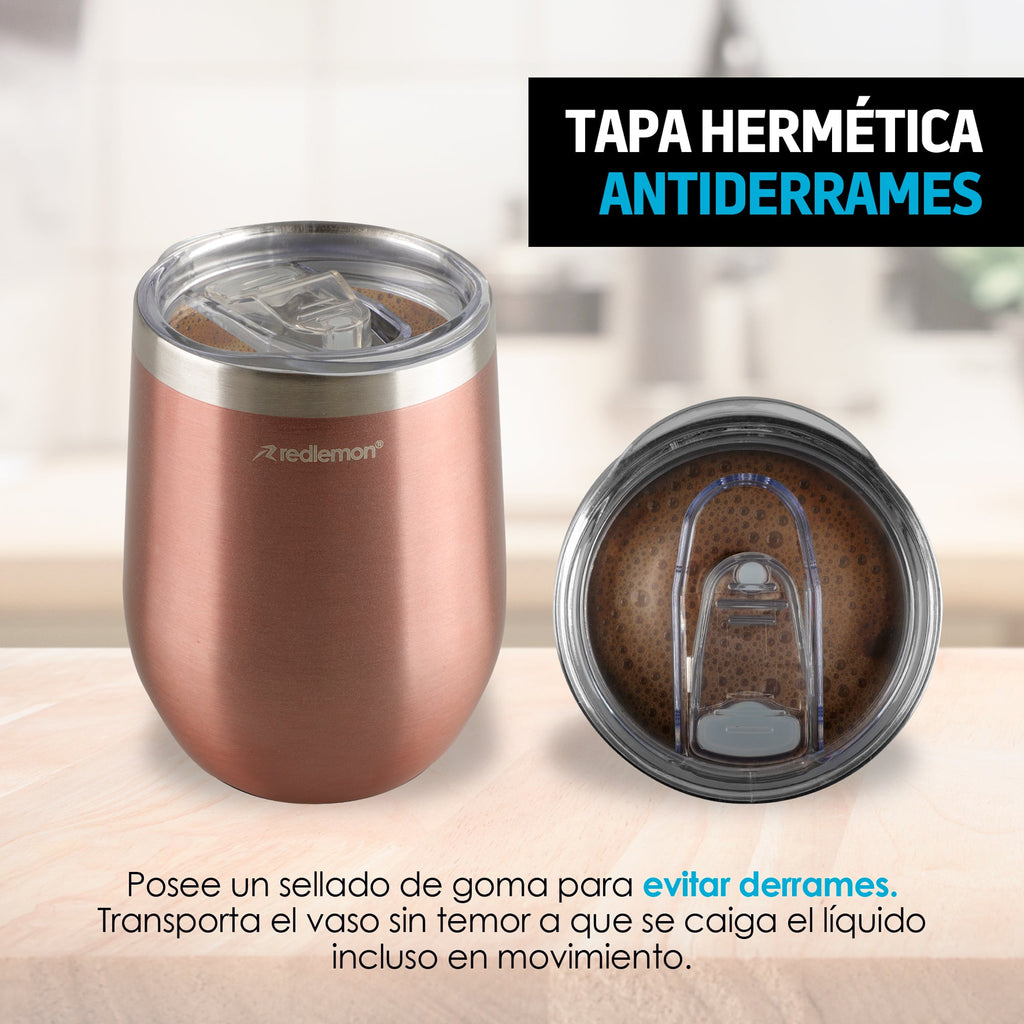 Set de 2 Vasos Térmicos de Acero 350 ml con Tapa y Popote