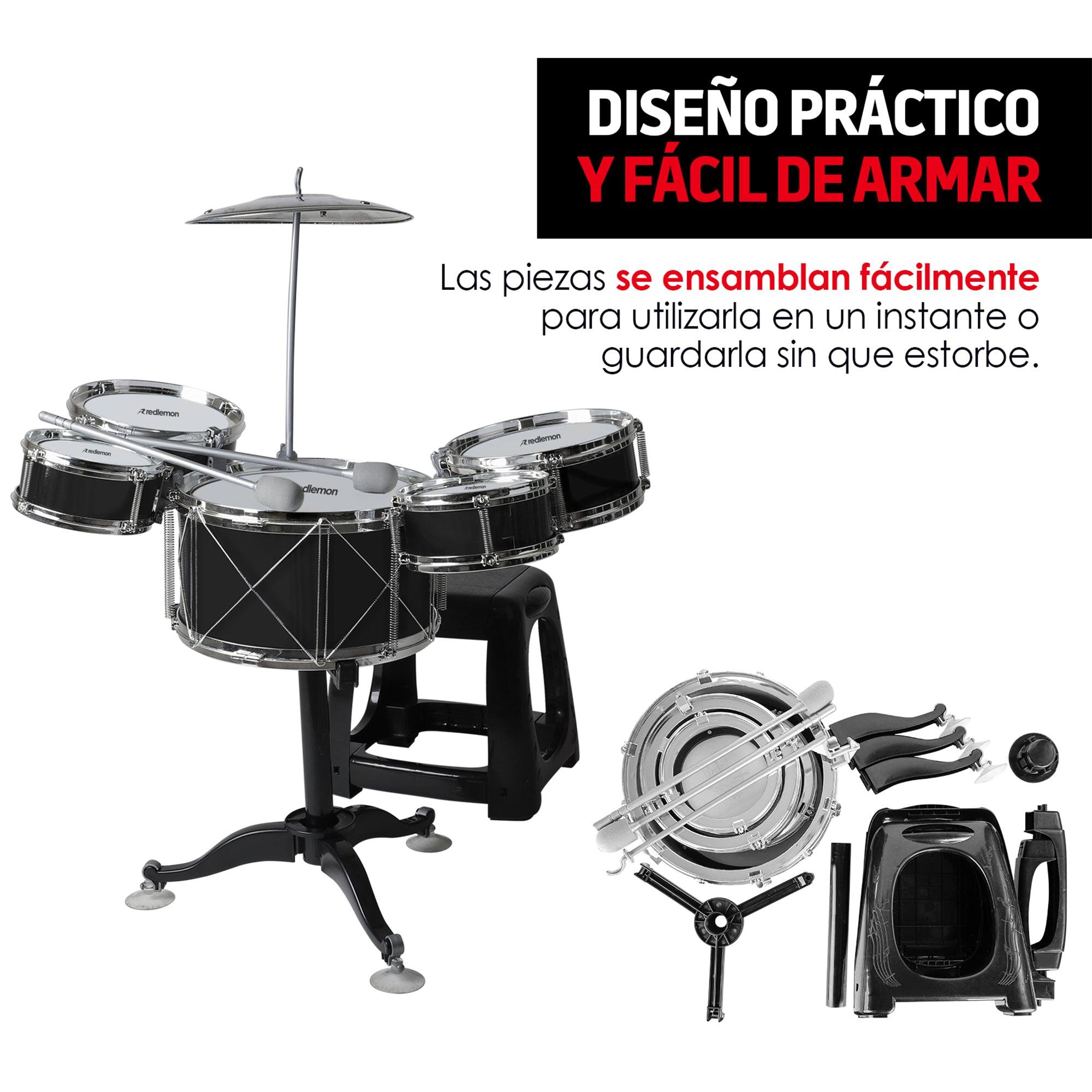 Batería Musical Infantil con Banco, Baquetas y Platillo