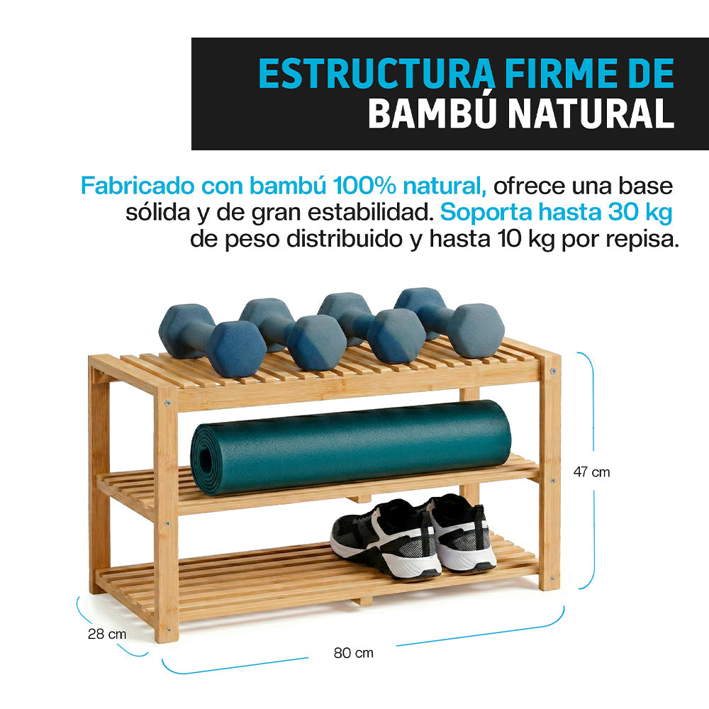 Zapatera de Bambú de 3 Niveles para 8 a 10 Pares