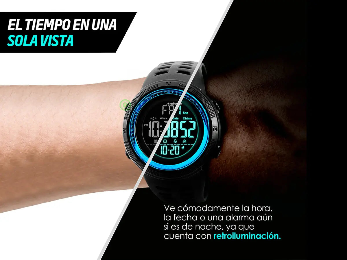 Reloj Deportivo Resistente Agua Digital, Alarma, Cronómetro 1251