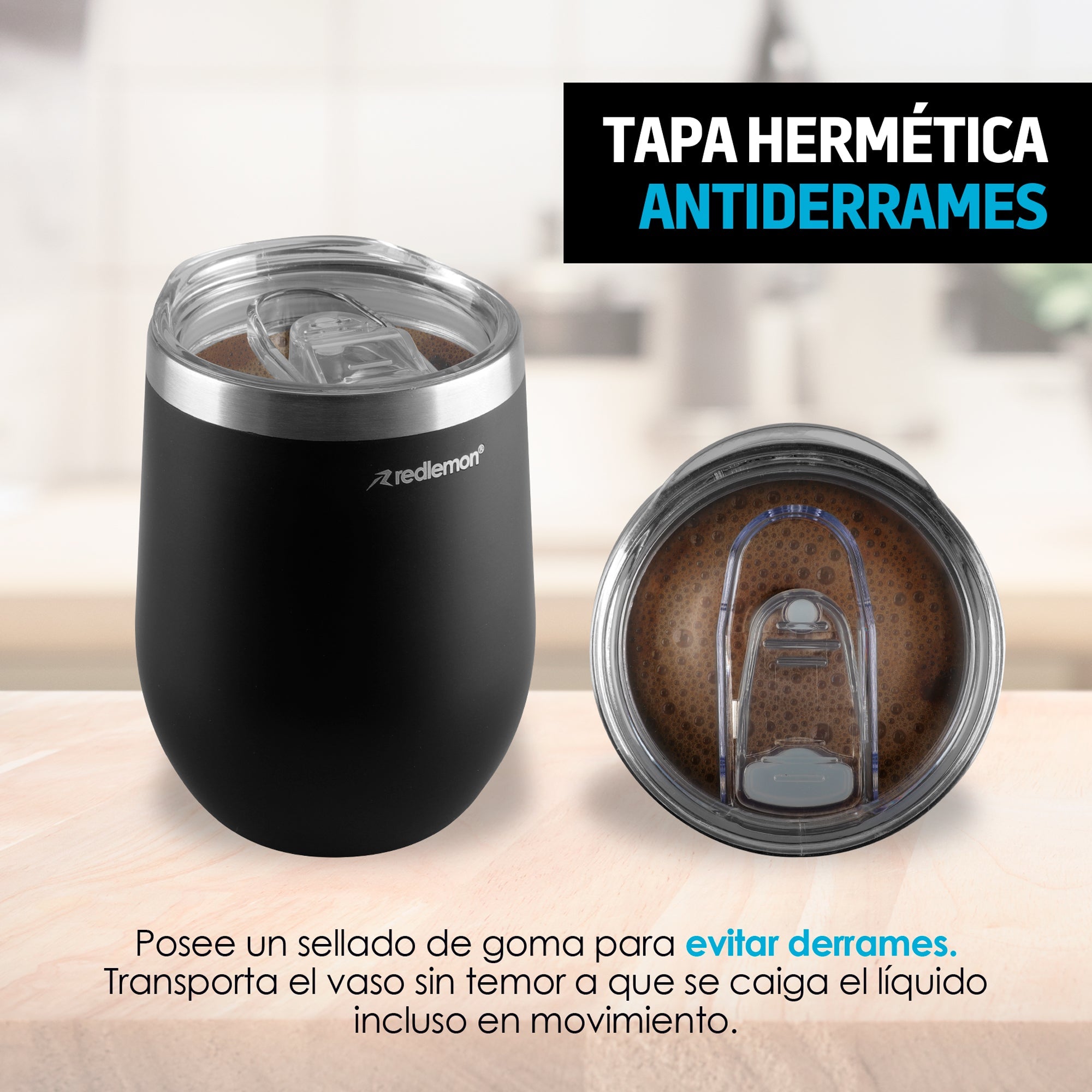 Set de 2 Vasos Térmicos de Acero 350 ml con Tapa y Popote
