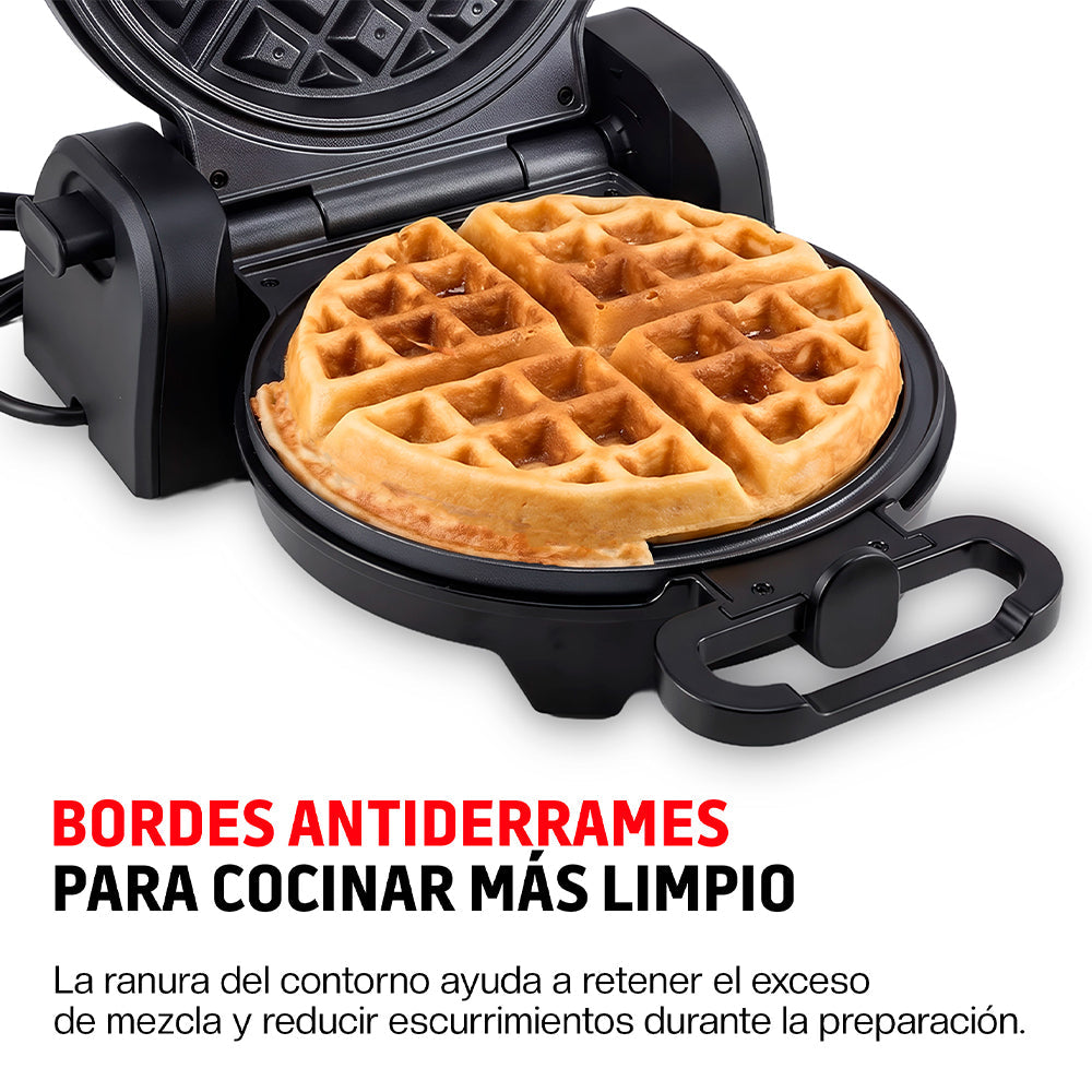 Waflera Eléctrica Vertical Antiadherente con Bordes Antiderrames Compacta