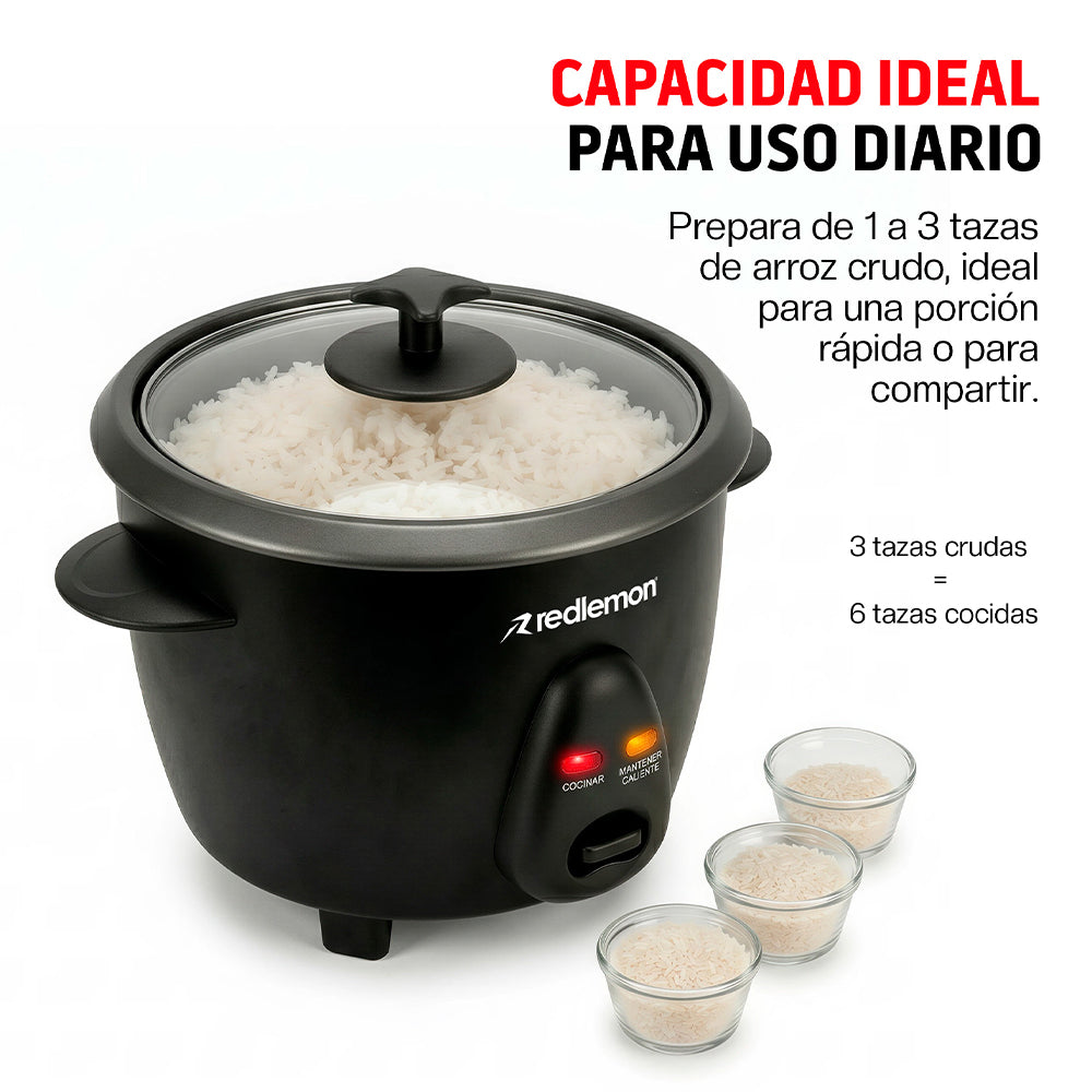 Arrocera Eléctrica Pequeña 0.6 L Antiadherente para 6 Tazas de Arroz Cocido
