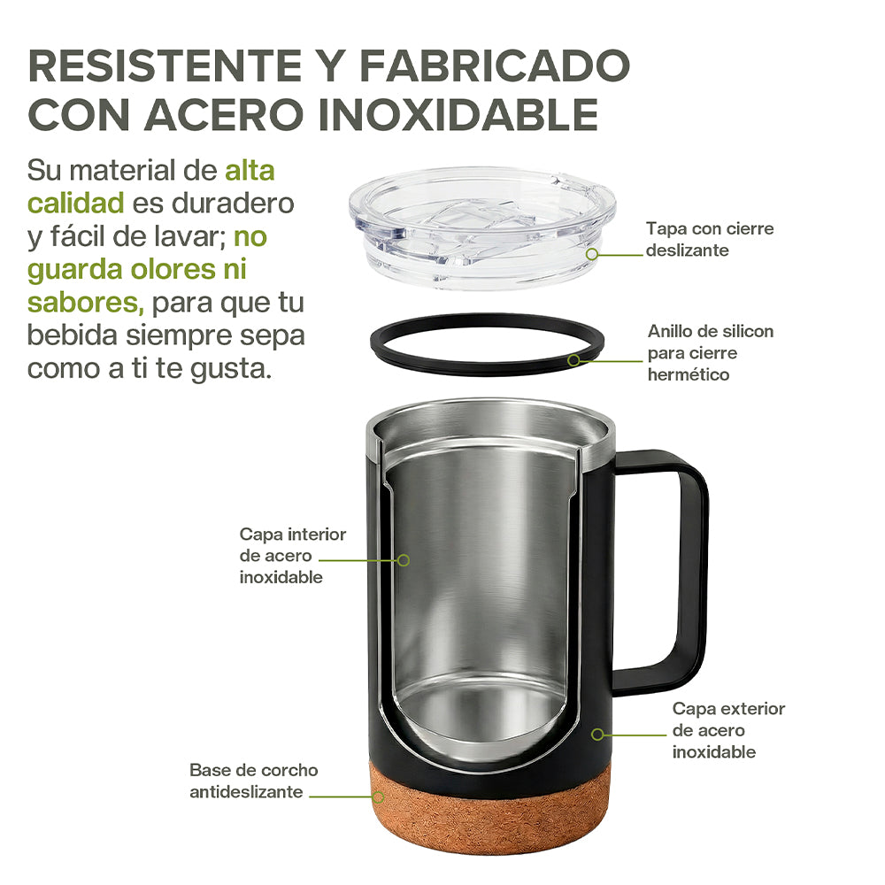 Set de 2 Termos de 700 ml con Base de Corcho y Popote