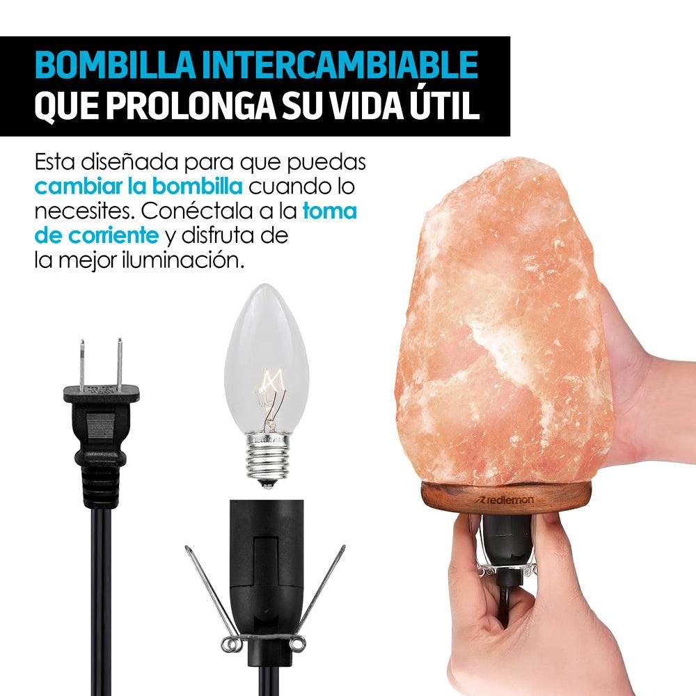 Lámpara de Sal Rosa del Himalaya con Luz Ajustable 2 a 3 kg