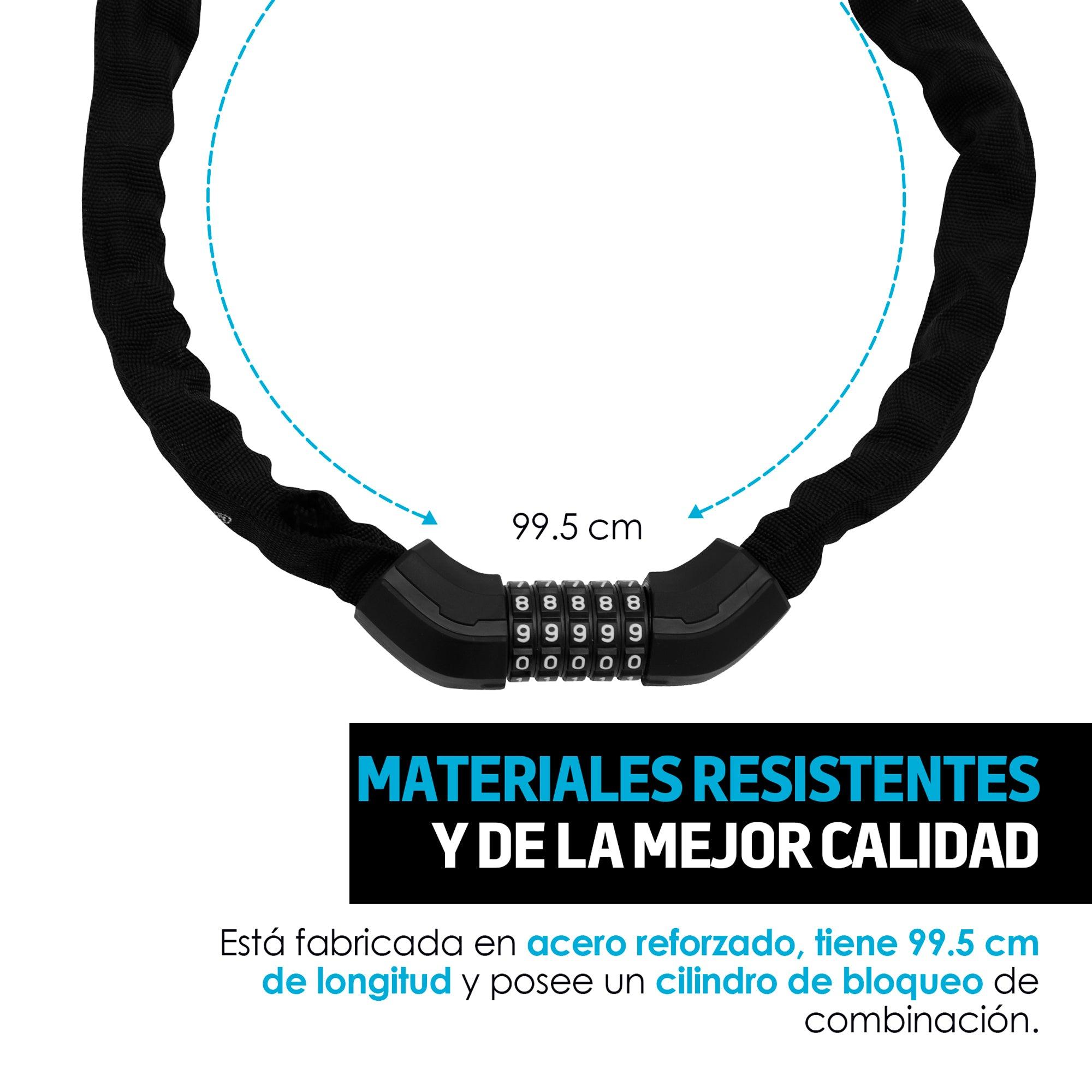 Candado de cadena para bicicleta con combinación de 5 dígitos