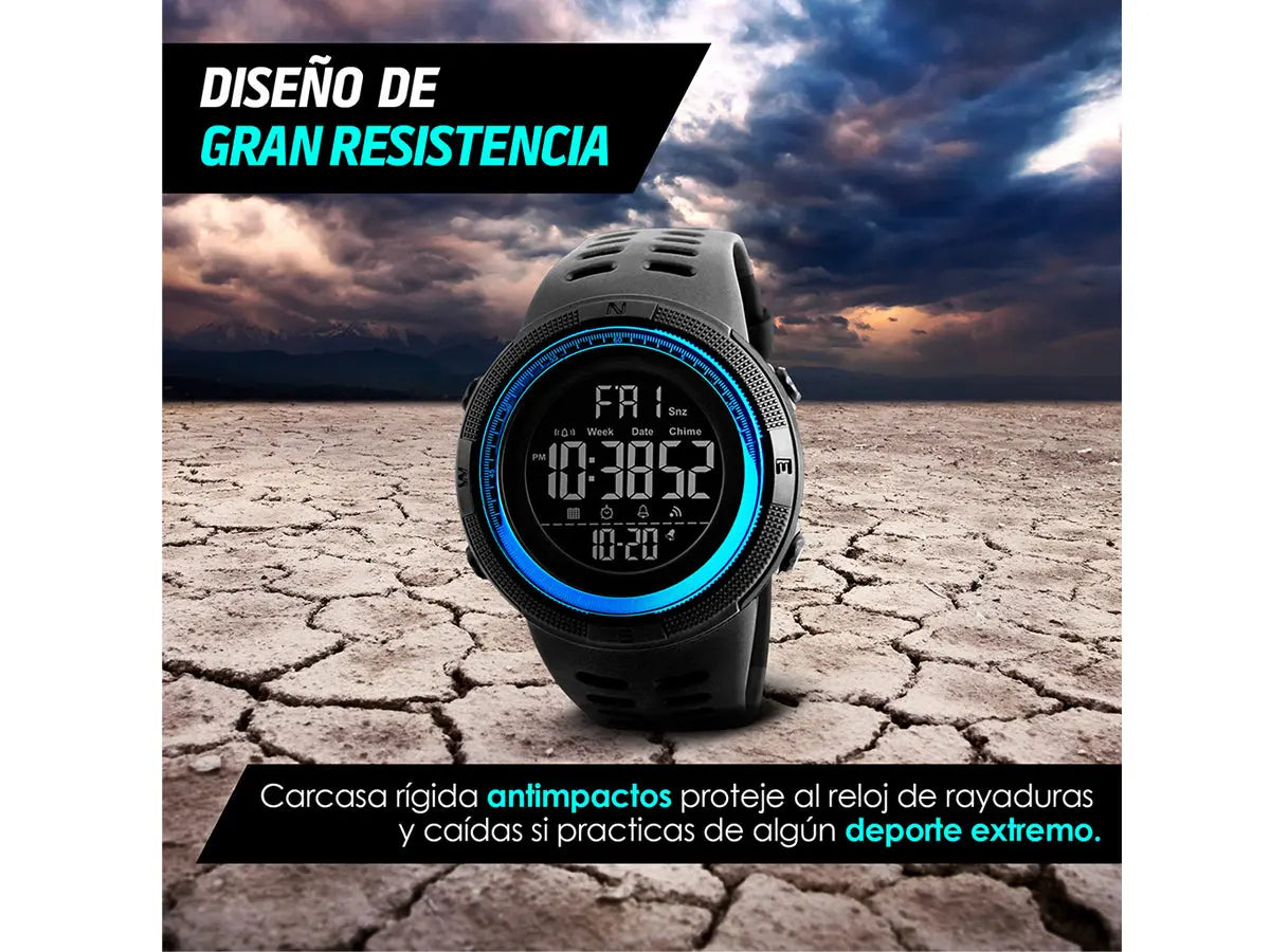 Reloj Deportivo Resistente Agua Digital, Alarma, Cronómetro 1251