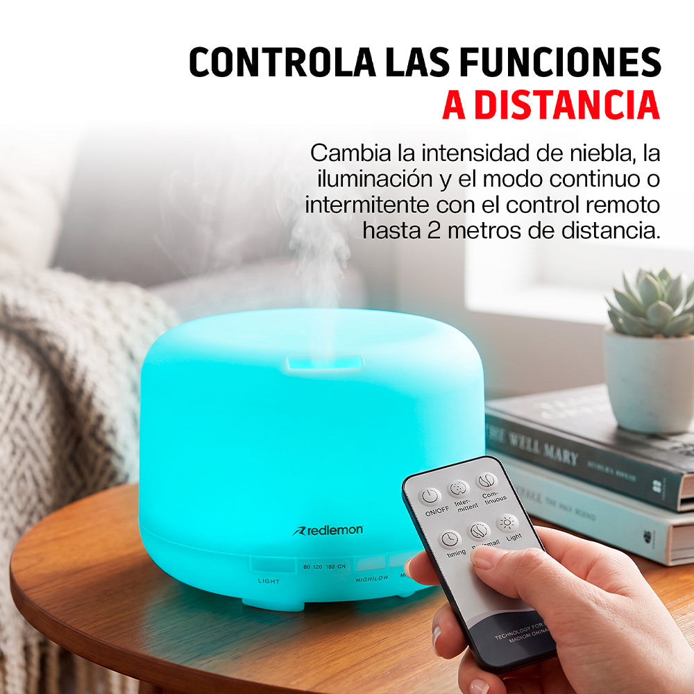 Humidificador y Difusor de Aceites Esenciales Luz LED 12 Colores (500ml)