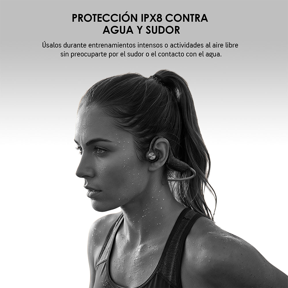 Audífonos de Conducción Ósea Deportivos Open Ear Bluetooth 5.4 y MP3 32GB Resistencia IPX8