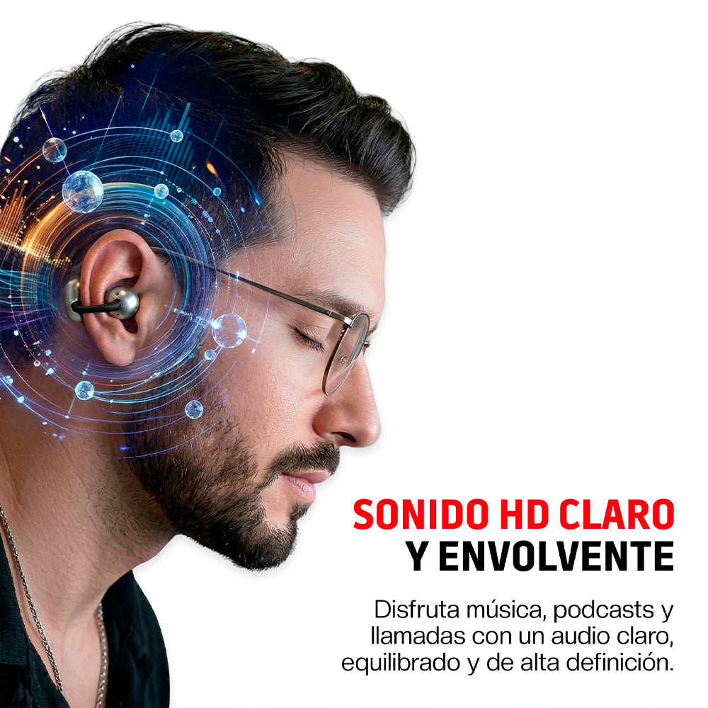 Audífonos Inalámbricos Tipo Clip Open Ear Bluetooth 6.0, Deportivos con Manos Libres