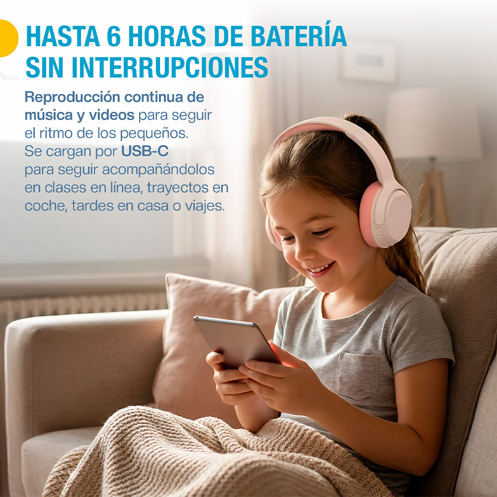 Audífonos para niños Bluetooth 5.4 con cable y microSD