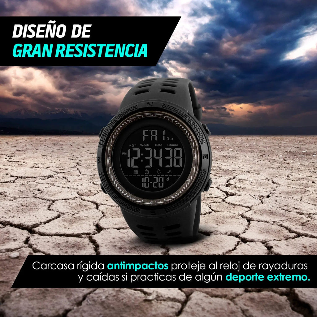 Reloj Deportivo Resistente Agua Digital, Alarma, Cronómetro 1251
