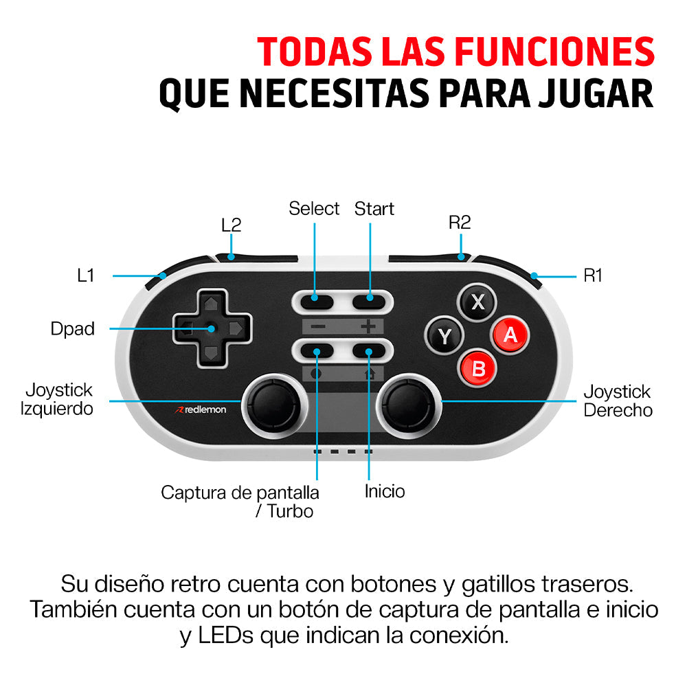 Control para Nintendo Switch 1 y 2 Diseño Retro Inalámbrico BT