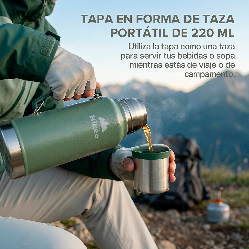 Termo de Acero Inoxidable de 1 L con Taza de 220 ml HIKEO