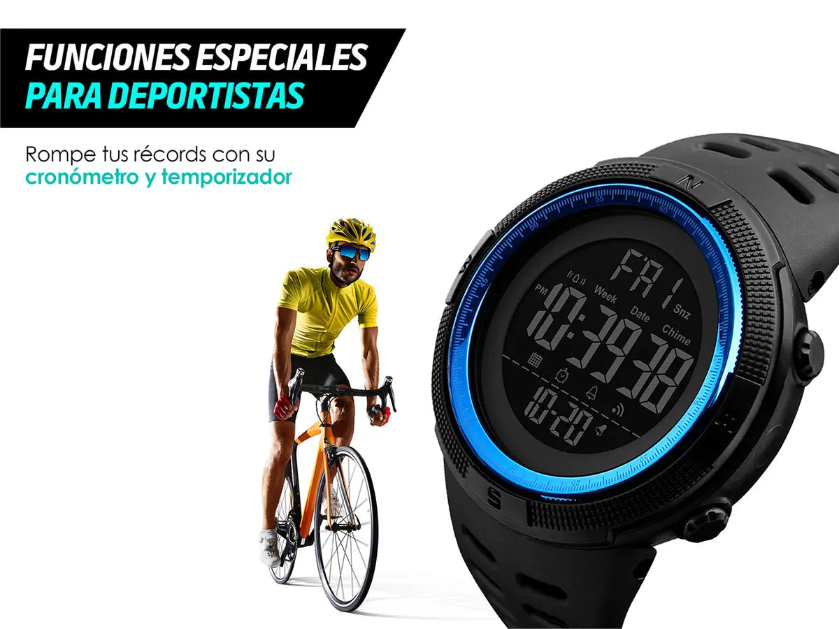 Reloj Deportivo Resistente Agua Digital, Alarma, Cronómetro 1251
