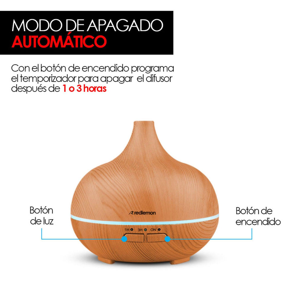 Difusor de aceites esenciales 100 ml con luz LED