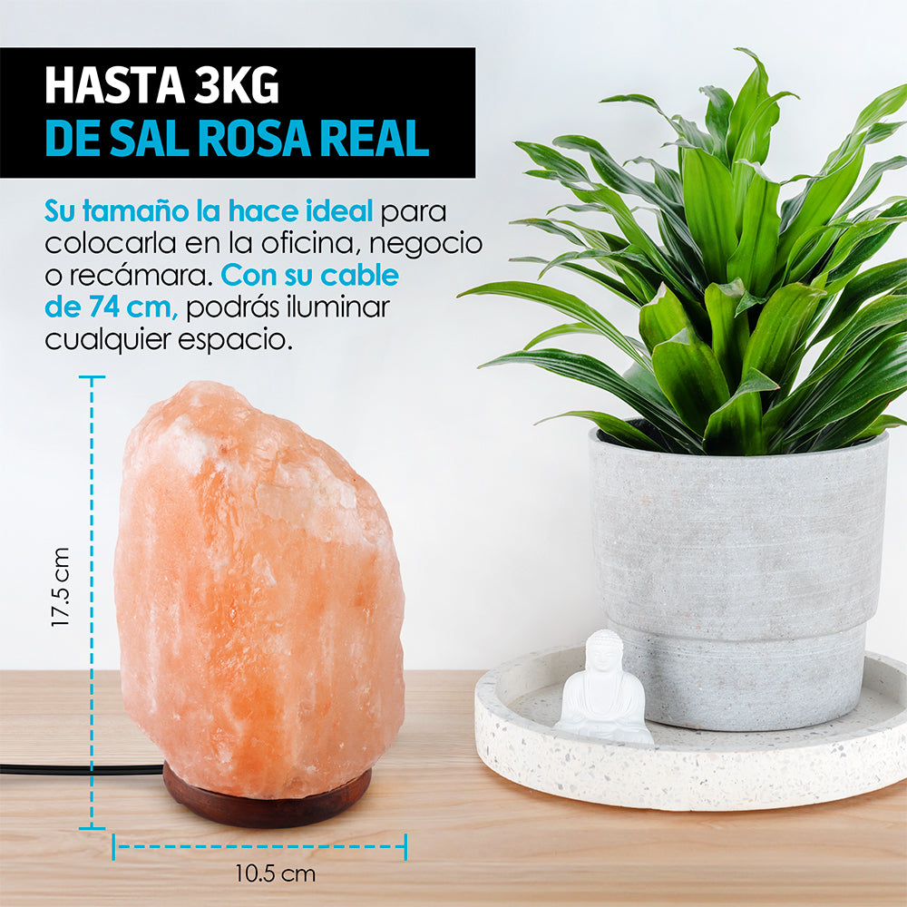 Lámpara de Sal Rosa del Himalaya con Luz Ajustable 2 a 3 kg