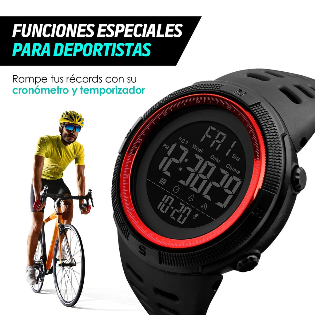 Reloj Deportivo Resistente Agua Digital, Alarma, Cronómetro 1251