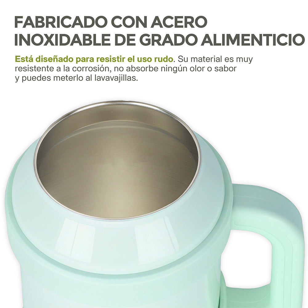 Termo de Acero Inoxidable 1.5 L con Popote y Asa HIKEO