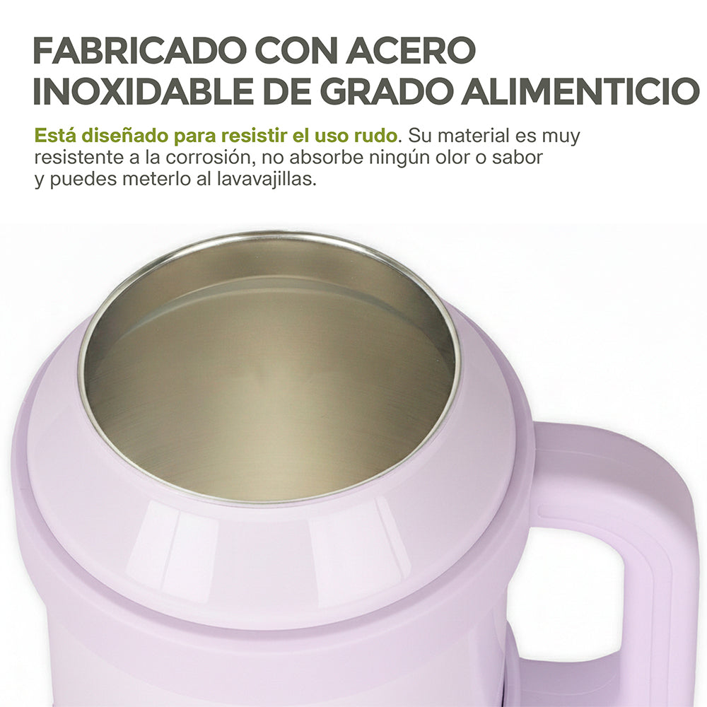 Termo de Acero Inoxidable 1.5 L con Popote y Asa HIKEO