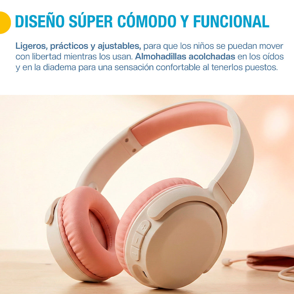 Audífonos para niños Bluetooth 5.4 con cable y microSD