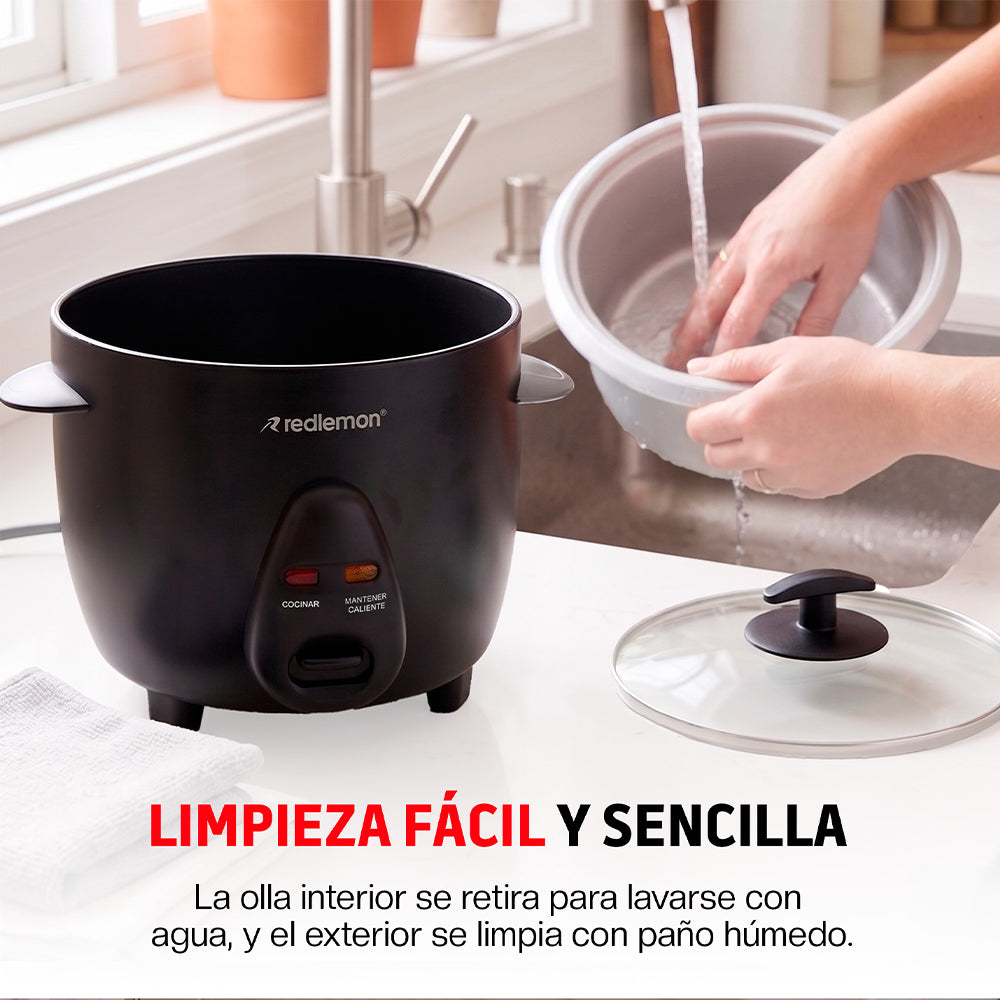 Arrocera Eléctrica Pequeña 0.6 L Antiadherente para 6 Tazas de Arroz Cocido