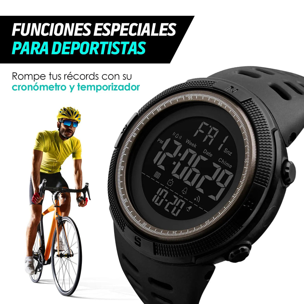 Reloj Deportivo Resistente Agua Digital, Alarma, Cronómetro 1251