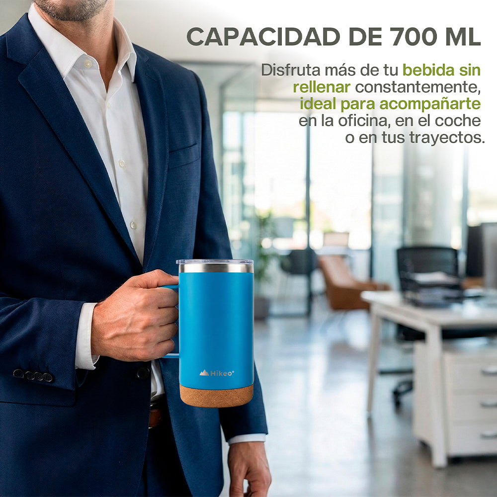 Set de 2 Termos de 700 ml con Base de Corcho y Popote
