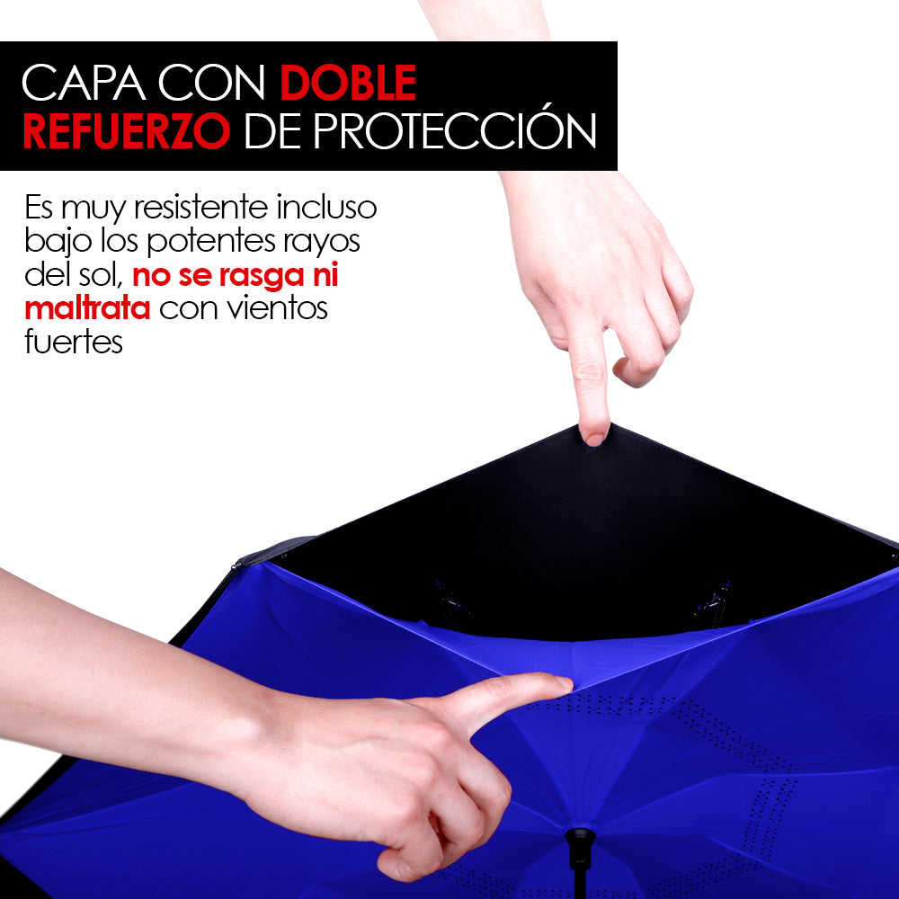 Paraguas Invertido de Doble Capa con Mango en C, 100 cm